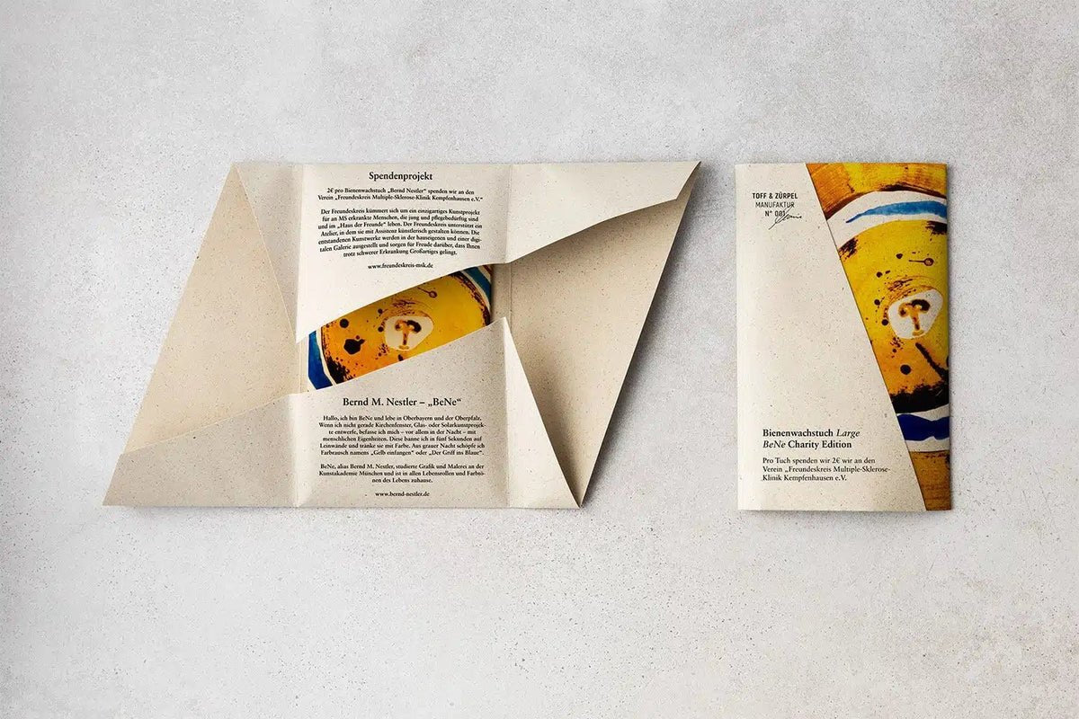 Bienenwachstuch Charity “BeNe – Gelb eingefangen” - Flexgreen GmbH