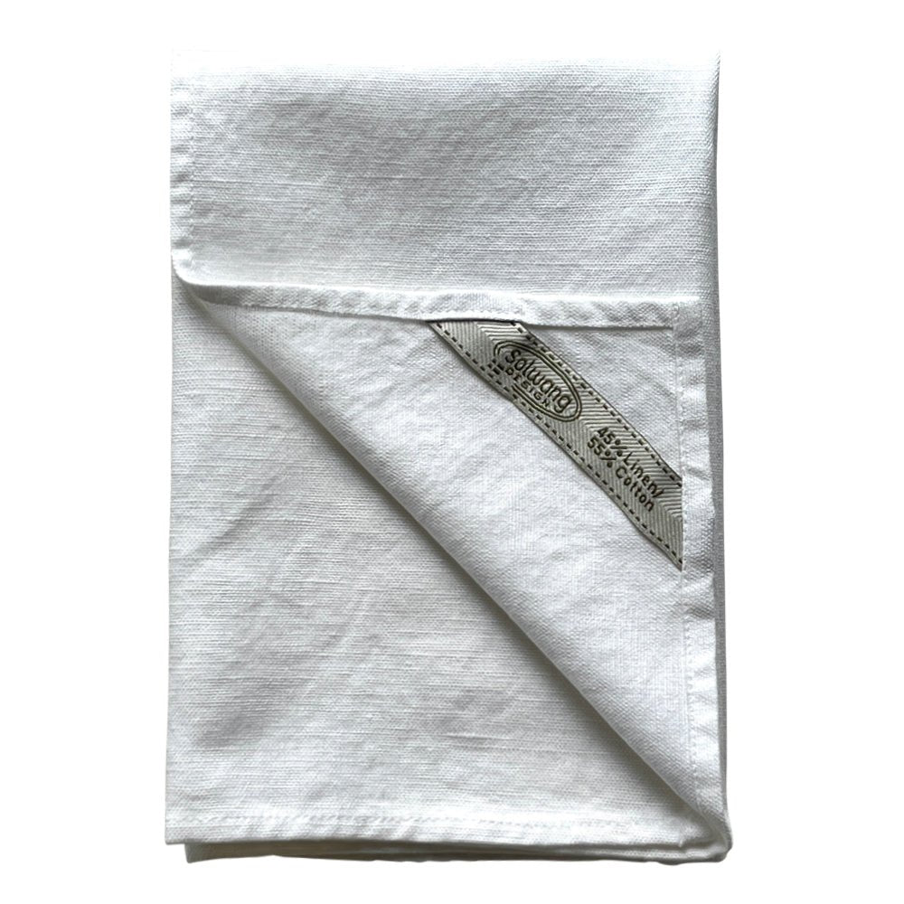 Gewebte Serviette aus Leinen - Baumwolle weiß - Flexgreen GmbH