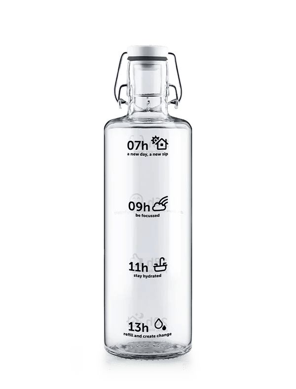 Soulbottle 1 L mit Zeitmarkierung – Glasflasche