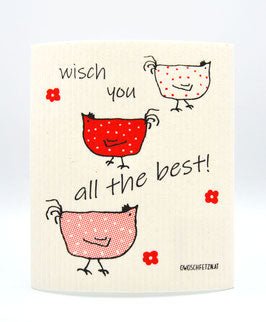 Henne Berta "All the best" rot - Haushaltsreinigung.at