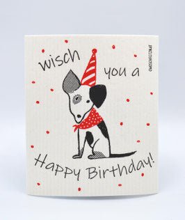 Lucky Dog "Happy Birthday" rot - Haushaltsreinigung.at
