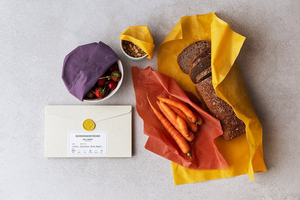 Starter Set Bienenwachstücher in 4 Größen - Haushaltsreinigung.at