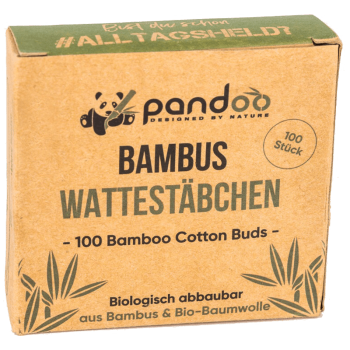 pandoo Bambus-Wattestäbchen – plastikfrei & kompostierbar, 100 Stück