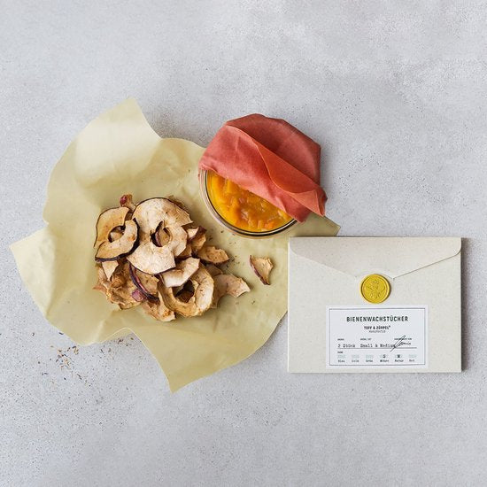 Bienenwachstuch 2 Stück in Möhre und Natur