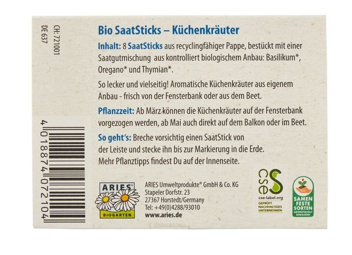 Bio SaatSticks Küchenkräuter kbA - Haushaltsreinigung.at