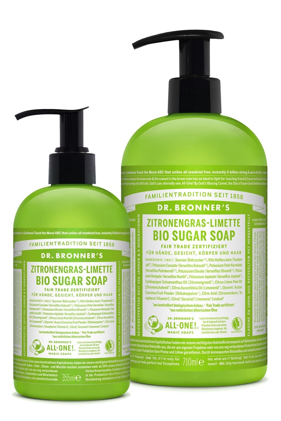 Dr. Bronner's Sugar Soap Zitronengras - Limette mit Pumpspender - Haushaltsreinigung.at