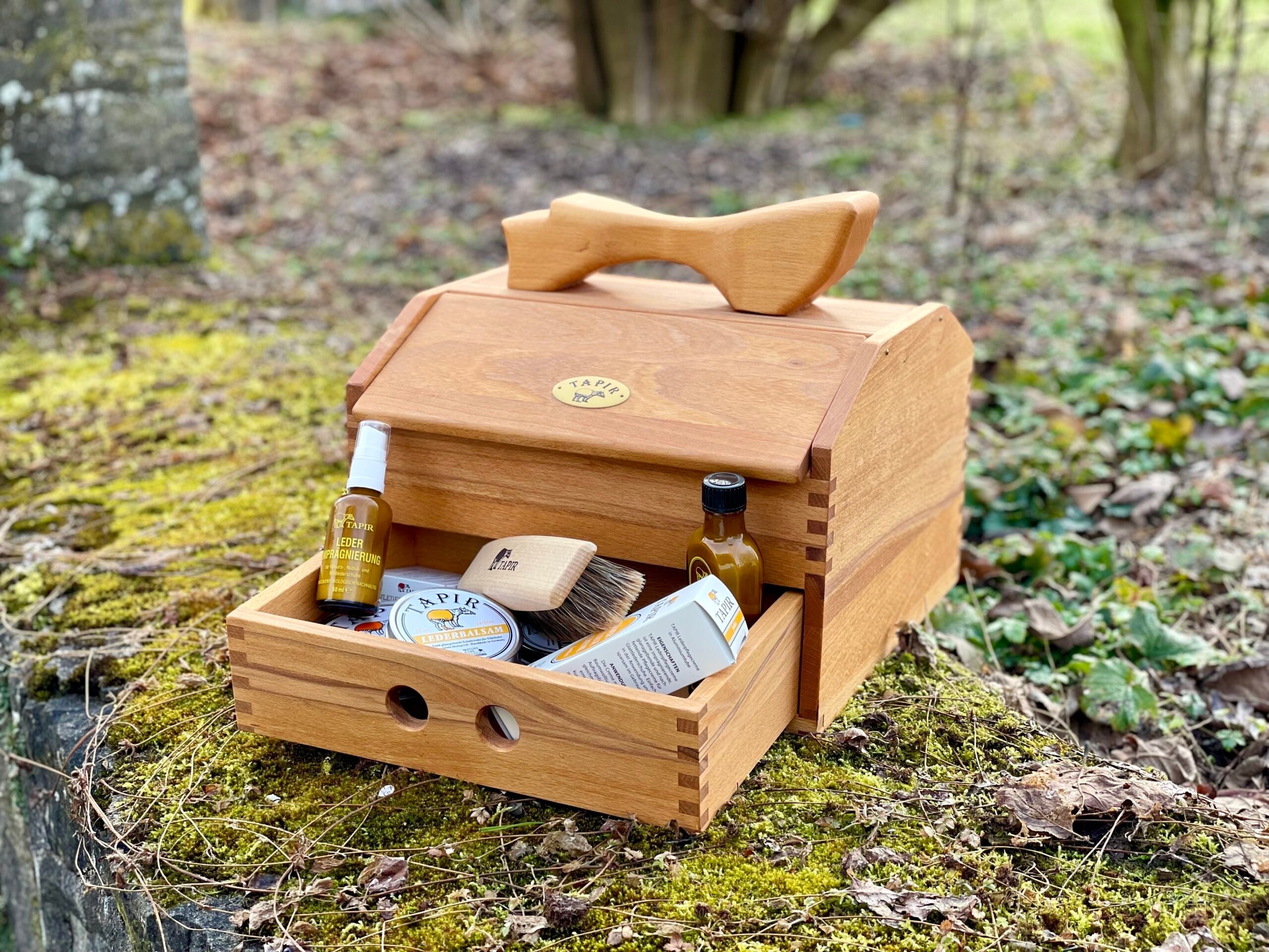 Große Schuhputzkiste aus geöltem Buchenholz - Flexgreen GmbH