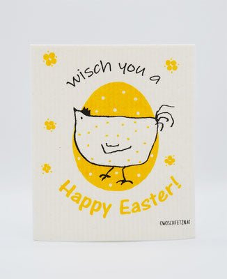 Henne Berta "Happy Easter" gelb - Haushaltsreinigung.at