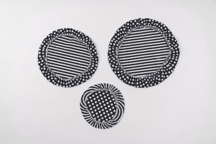 Textil Schüsselabdeckungen "Streifen Schwarz/Weiß" 3er Set